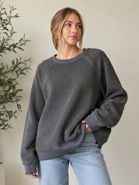 Patagonia Charcoal Gray Sherpa Fleece Crewneck Sweatshirt